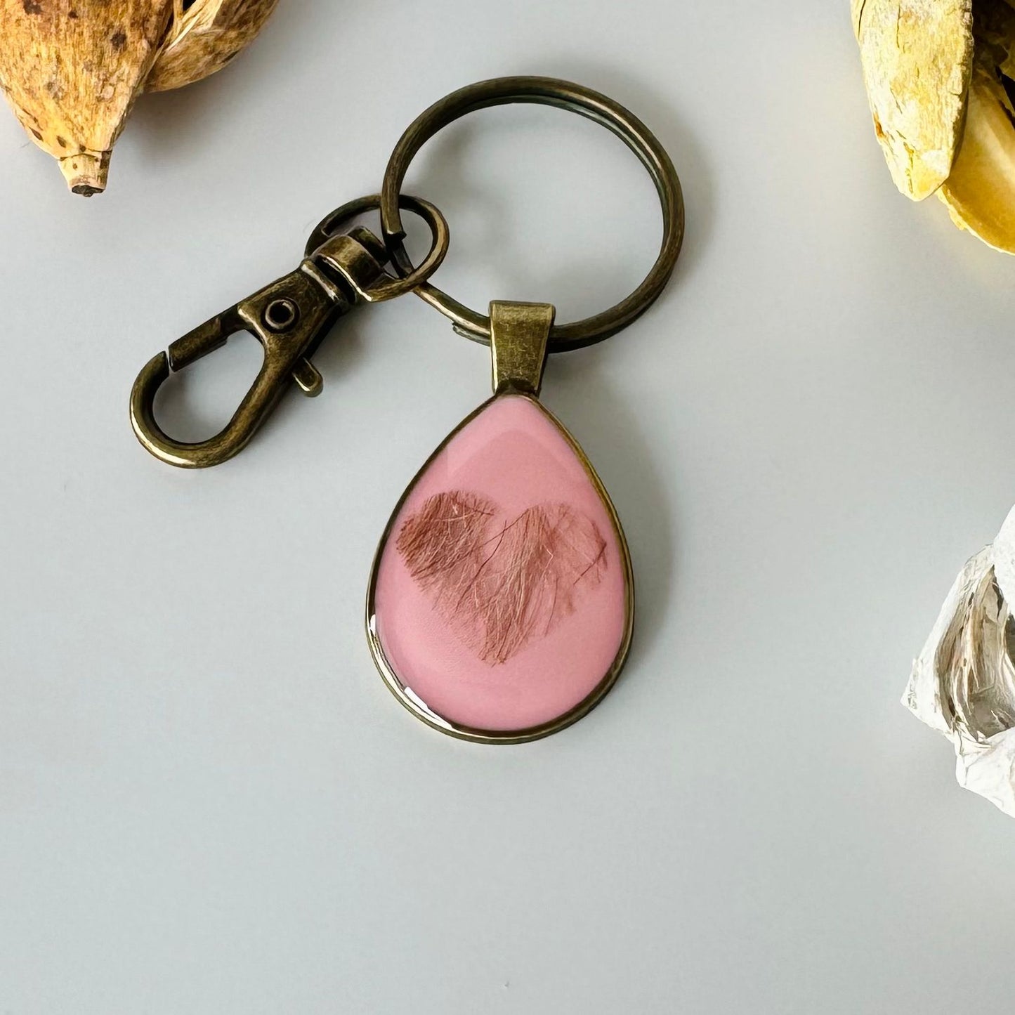 Tropfen Schlüsselanhänger mit Fell von deinem Hund