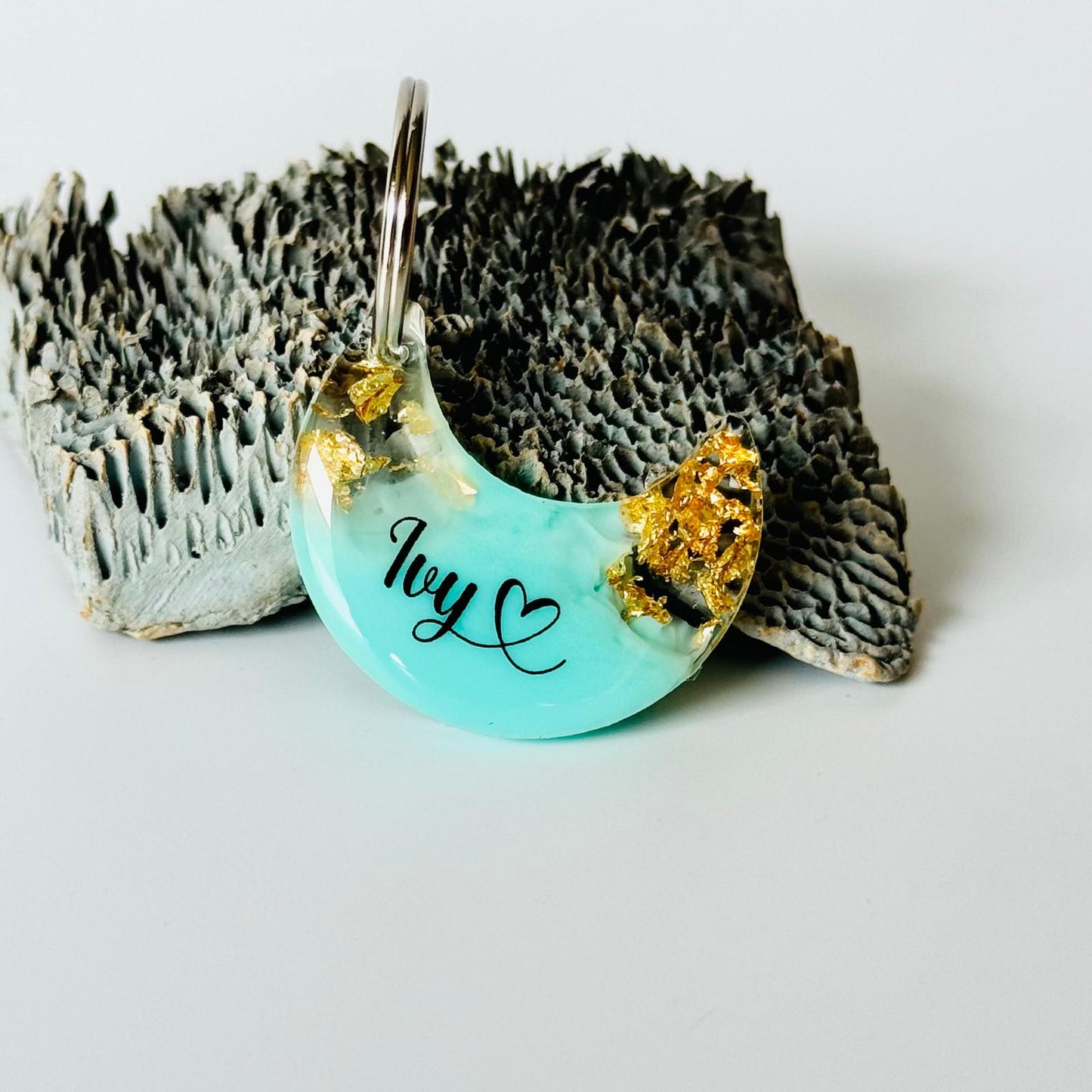Hundemarke personalisiert Mint/Gold Moon