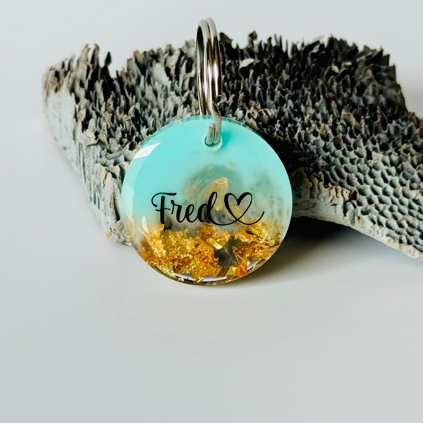 Hundemarke personalisiert Mint/Gold Mini