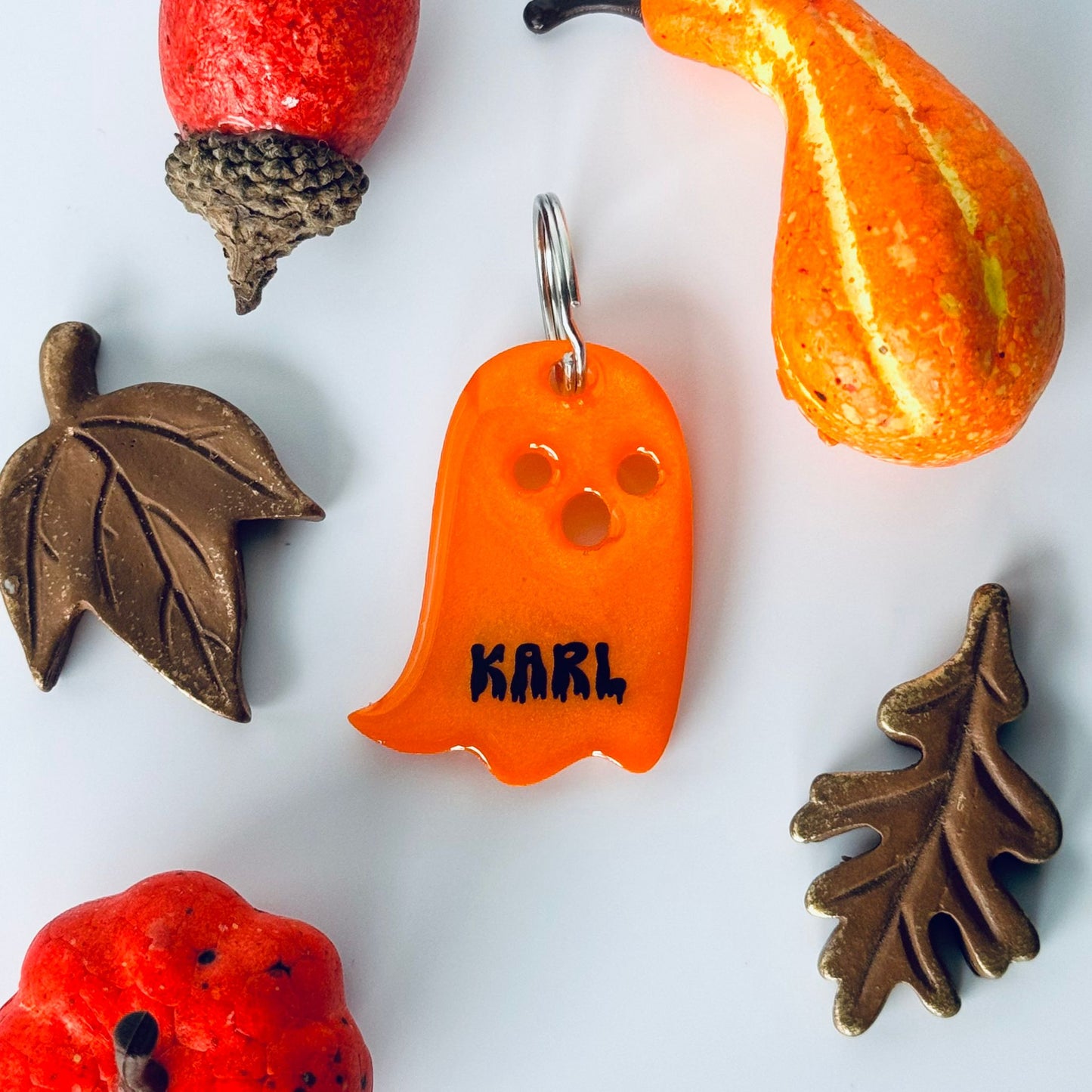 Hundemarke personalisiert Halloween Ghost Sonder Edition Orange
