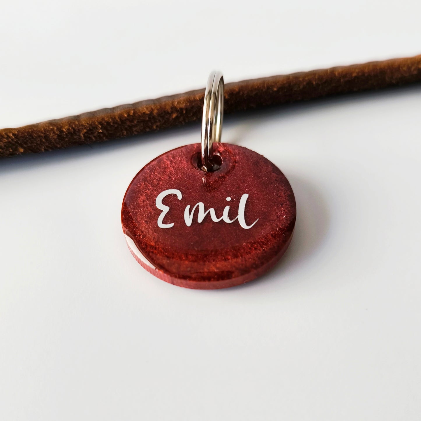 Hundemarke personalisiert Weinrot Classic