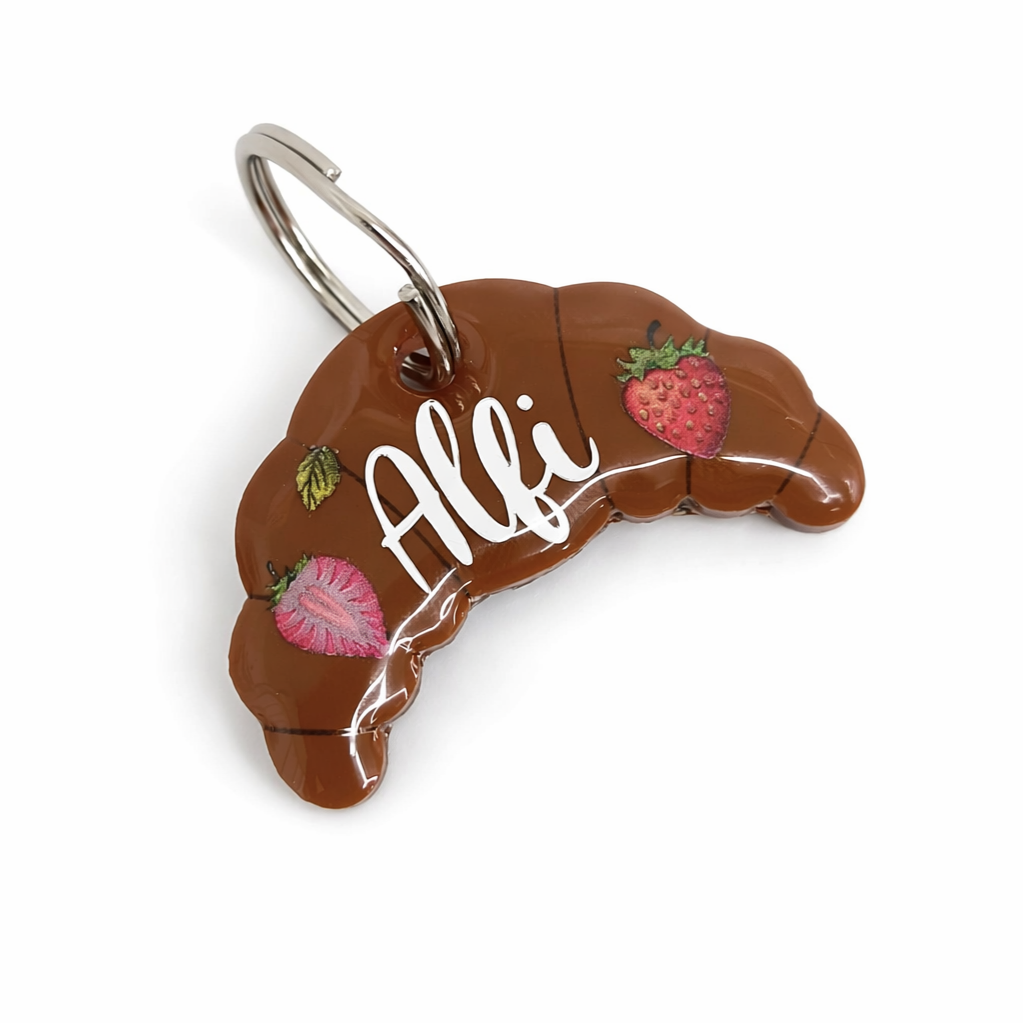 Hundemarke personalisiert Erdbeer Croissant