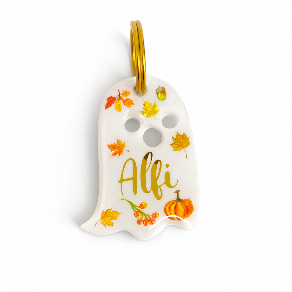 Hundemarke personalisiert Herbst Ghost Sonder Edition White