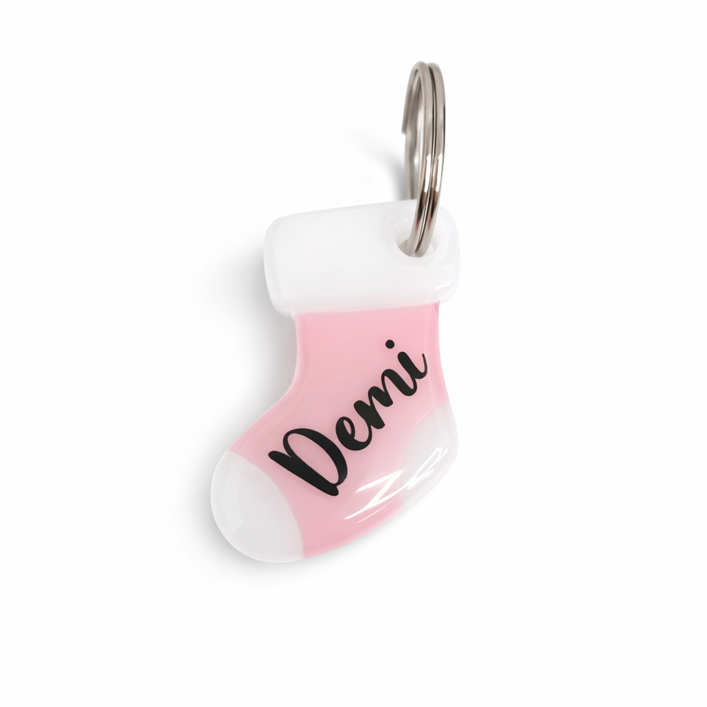 Hundemarke personalisiert Rosa Weihnachtsstrumpf