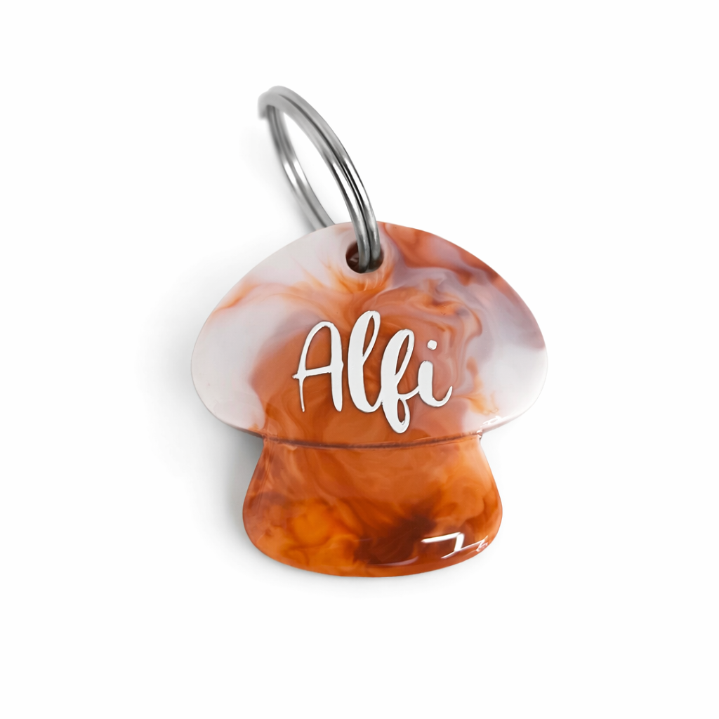 Hundemarke personalisiert Pilz Braun marmoriert