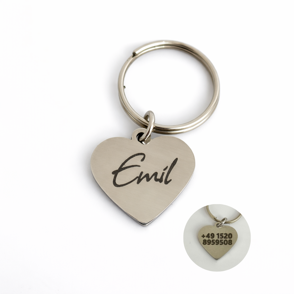 Mikro Hundemarke graviert Herz Silber