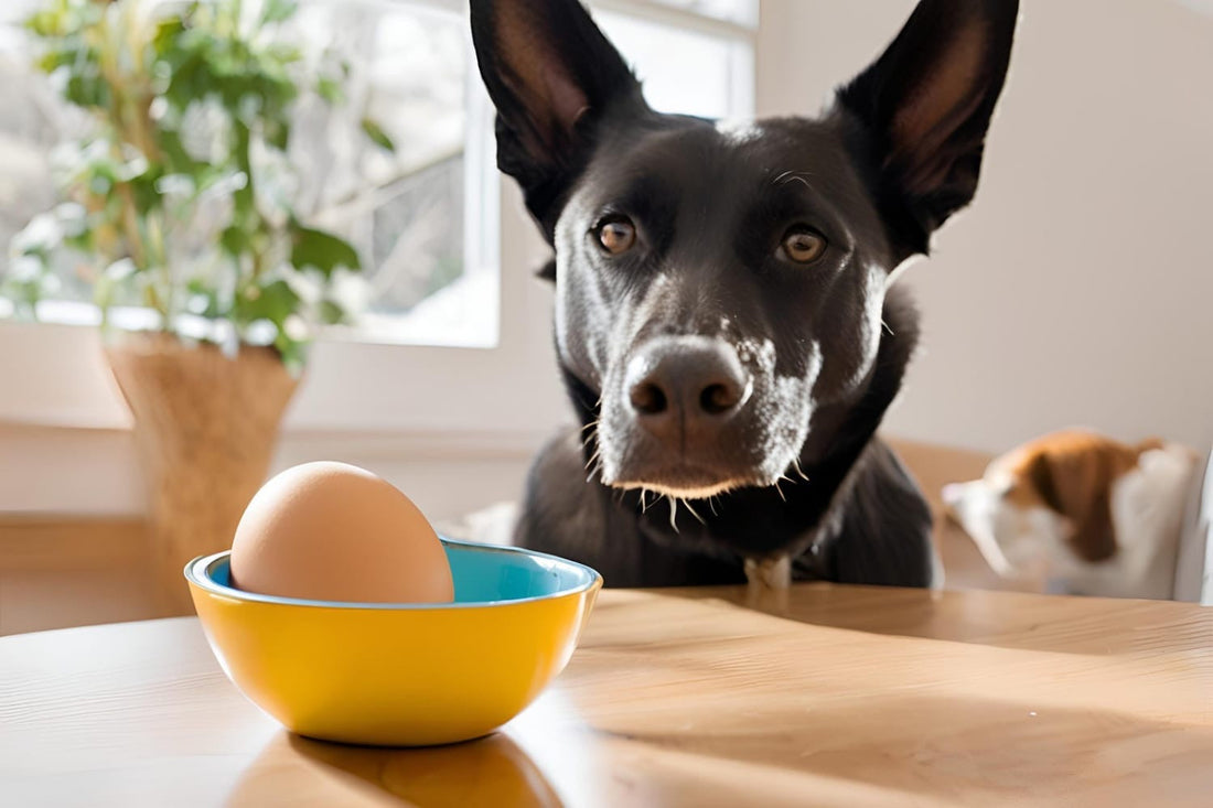 Hunde mit Ei im Napf