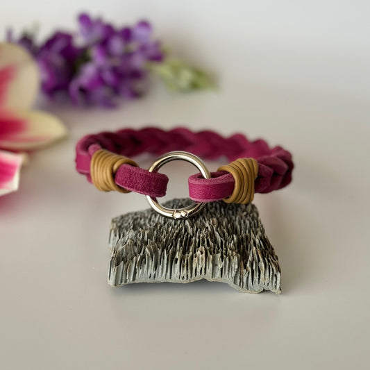 Markenhalsband Leder Pink