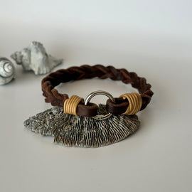 Markenhalsband Leder Braun