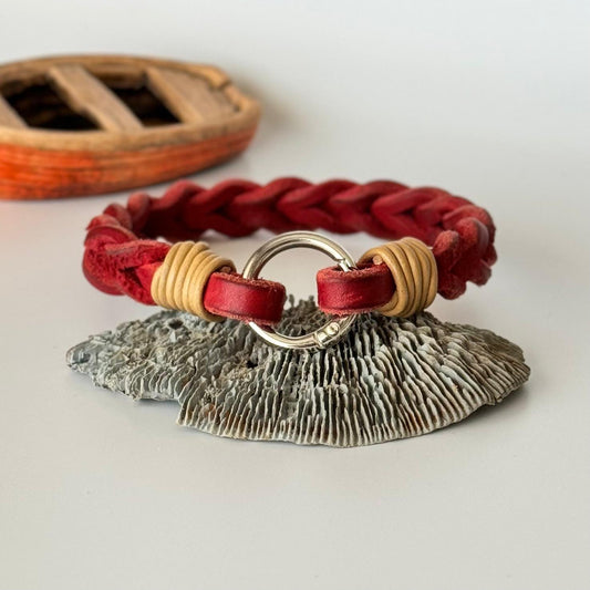 Markenhalsband Leder Rot