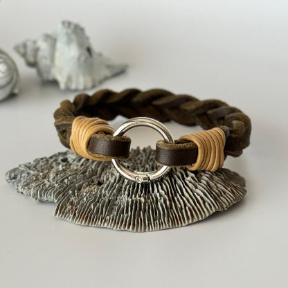 Markenhalsband Leder Oliv Grün
