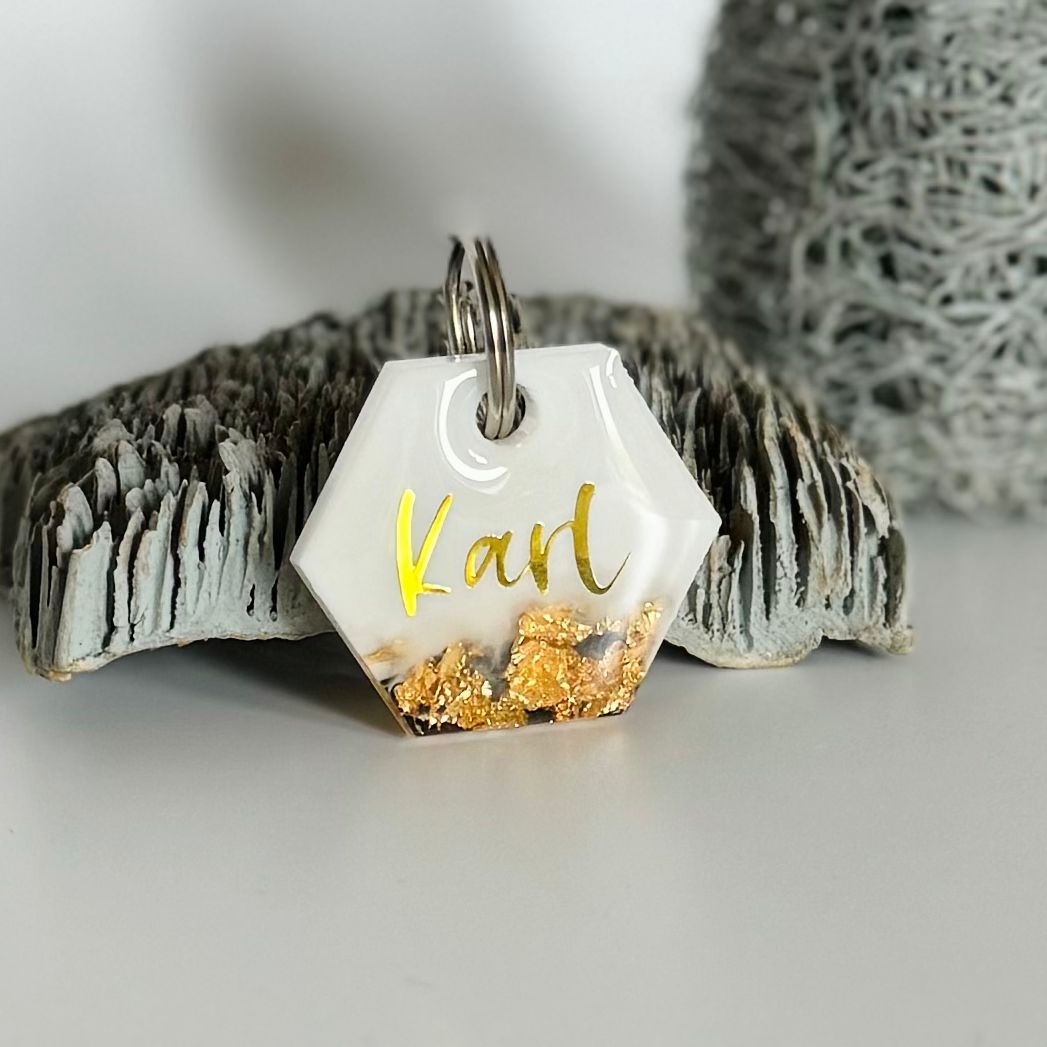Hundemarke personalisiert Golden Polygon