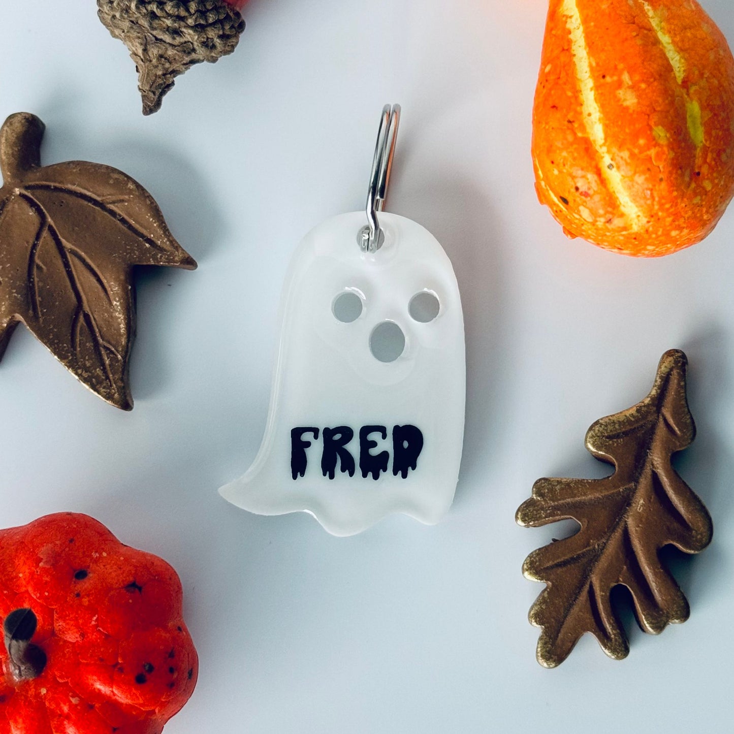 Hundemarke personalisiert Halloween Ghost Sonder Edition White