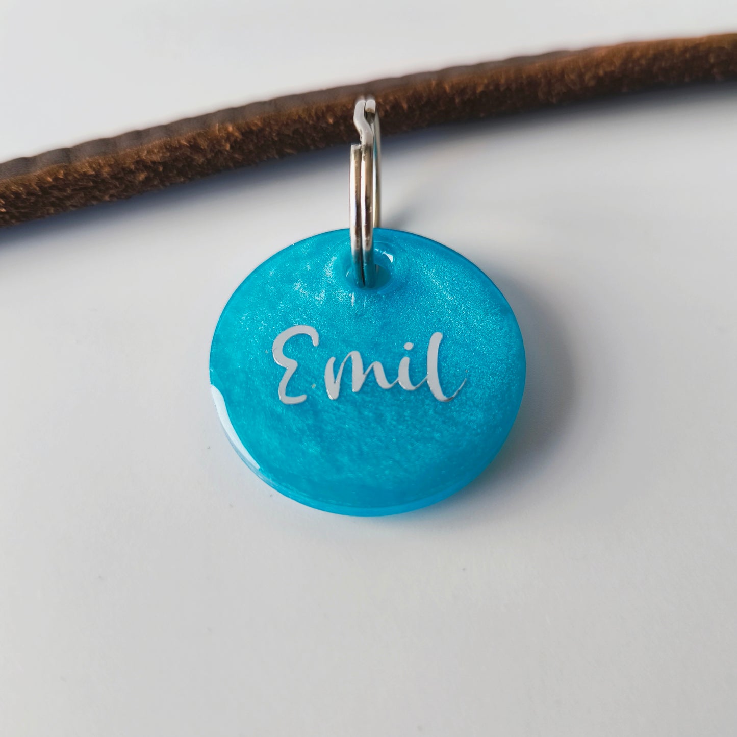 Hundemarke personalisiert Hellblau Classic