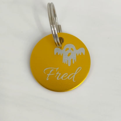 Florale Hundemarke graviert verschiedene Farben Rund