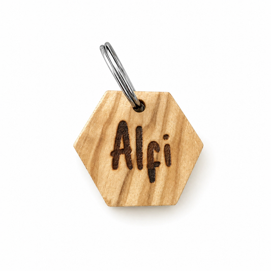 Hundemarke Olivenholz mit Gravur