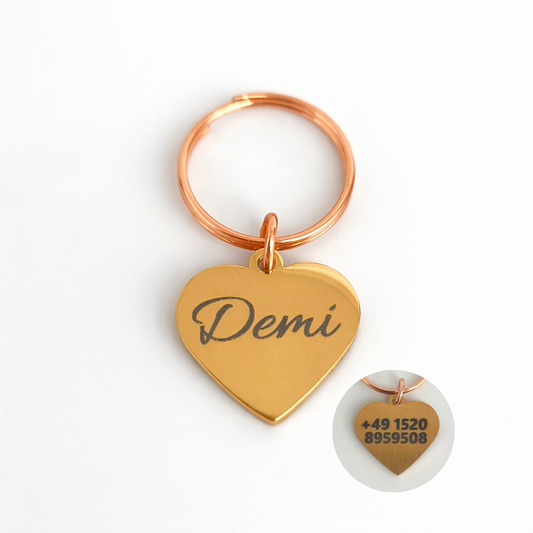 Mikro Hundemarke graviert Herz Rosegold