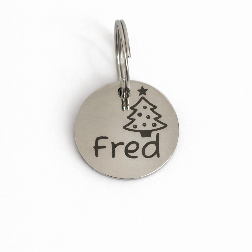 Weihnachts Hundemarke graviert verschiedene Farben Rund