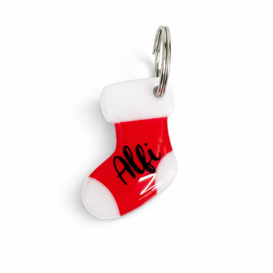 Hundemarke personalisiert Roter Weihnachtsstrumpf