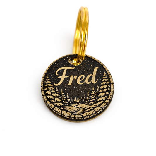 Hundemarke Messing mit Relief Gravur Winter Wonderland