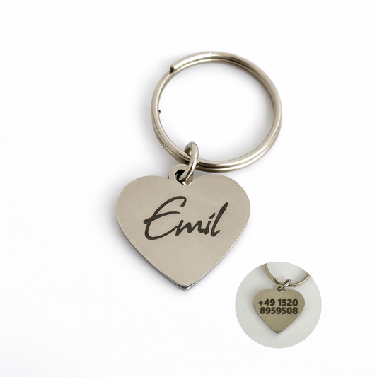 Mikro Hundemarke graviert Herz Silber