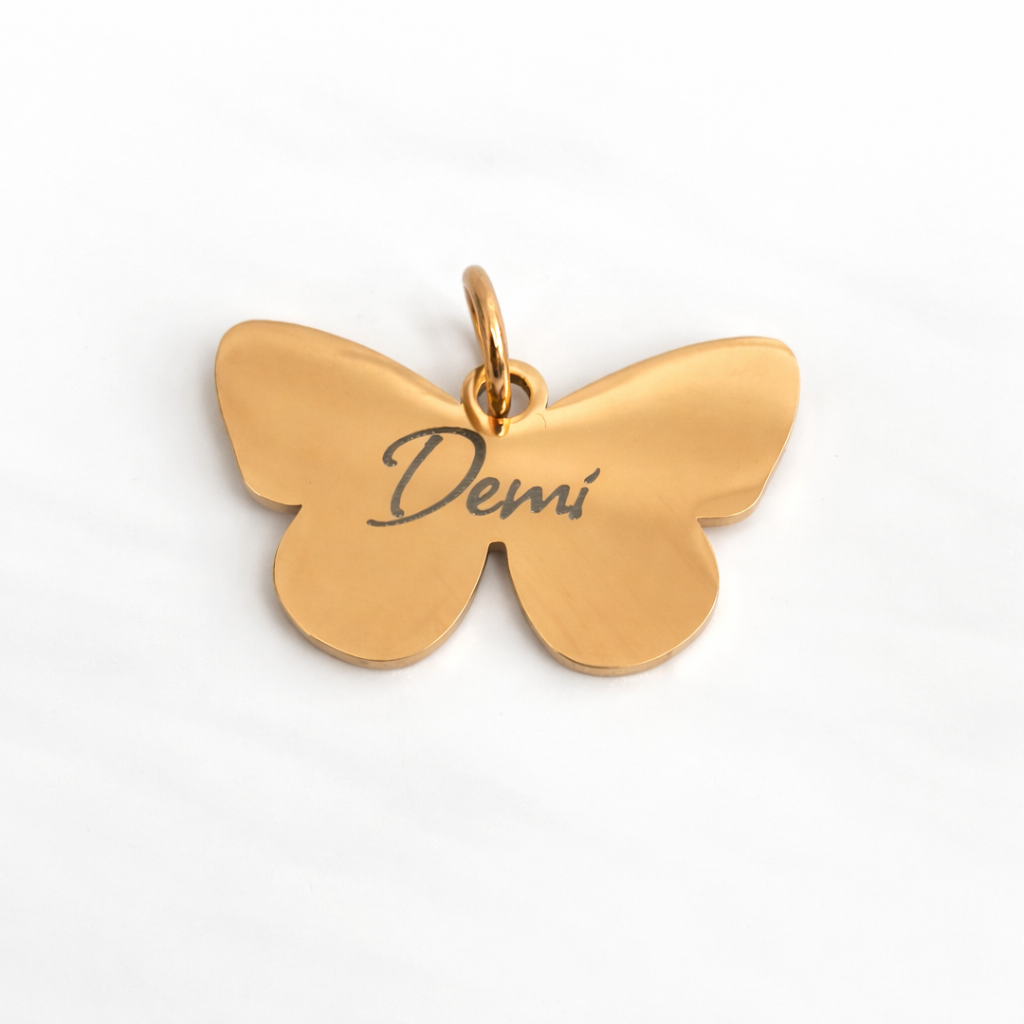 Hundemarke graviert Schmetterling Rosegold