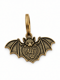 Hundemarke Messing mit Relief Gravur Fledermaus Halloween