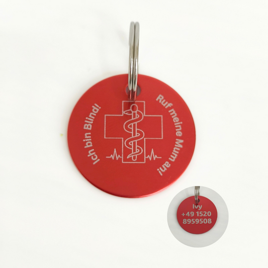 Hundemarke graviert Medical "Ich bin Blind"